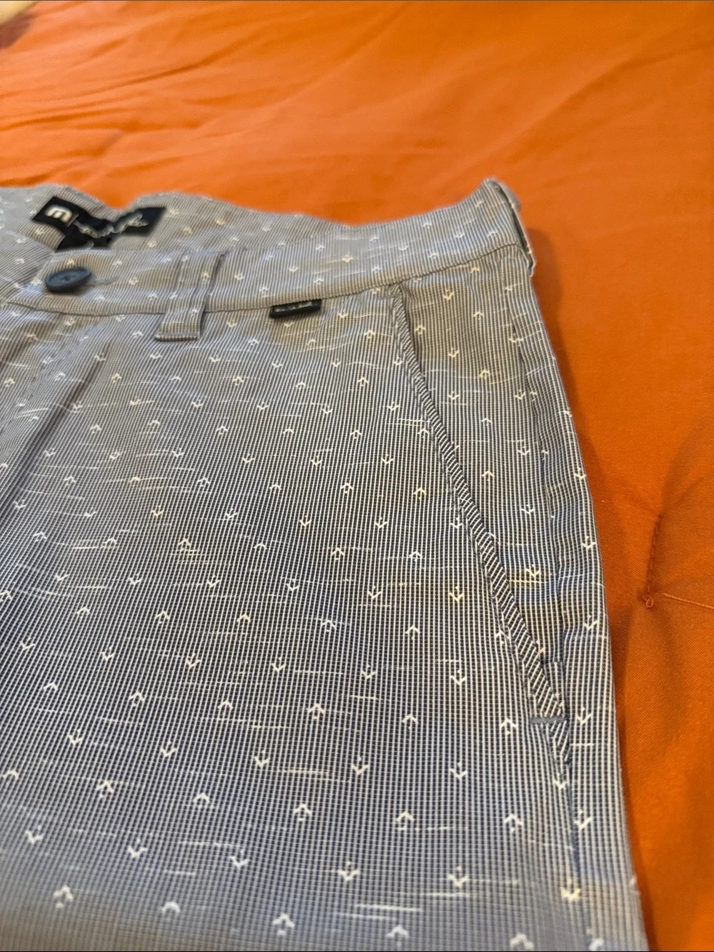 Travis Mathew Light Blue Micro-Print Men’s Flat Front Shorts